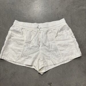 Athleta Shorts Womens Size 20 100% Linen White Drawstring 3.5"‎ Inseam Loose